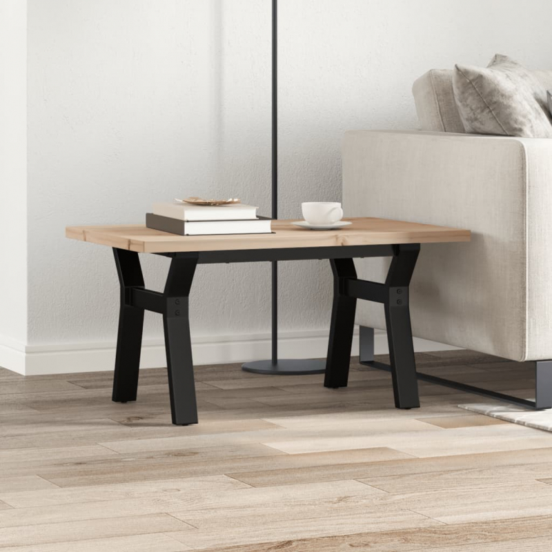Couchtisch Y-Gestell 80x50x40,5cm Massivholz Kiefer & Stahl