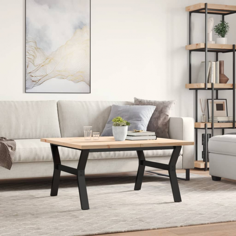 Couchtisch Y-Gestell 90x90x45,5cm Massivholz Kiefer & Stahl