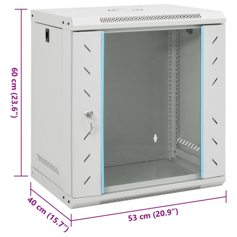 12U Wand-Netzwerkschrank 19 IP20 53x40x60 cm