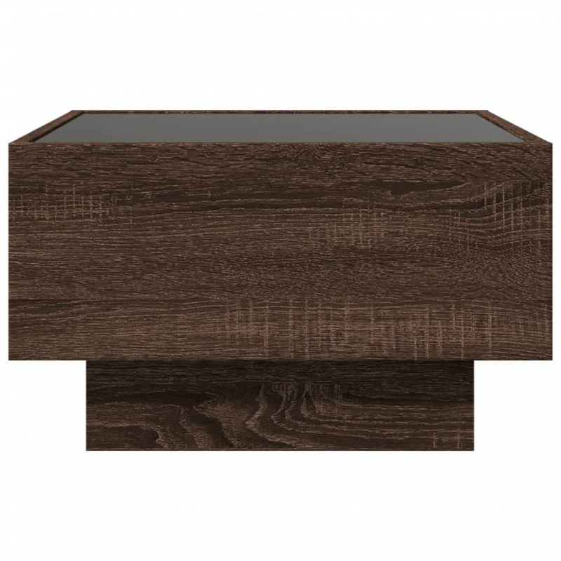 LED-Couchtisch Braun Eichen-Optik 50x50x30 cm Holzwerkstoff