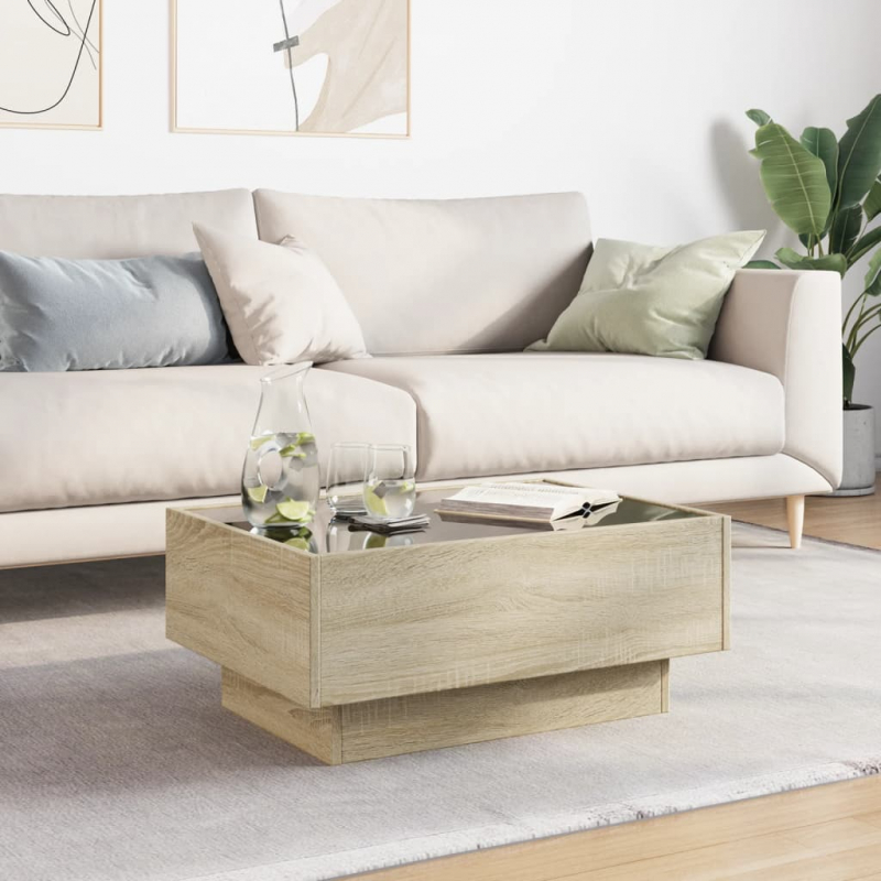 LED-Couchtisch Sonoma Eiche 70x50x30 cm Holzwerkstoff