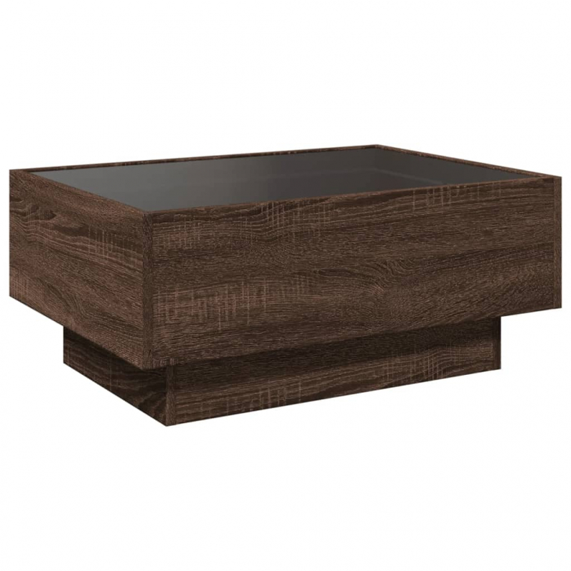 LED-Couchtisch Braun Eichen-Optik 70x50x30 cm Holzwerkstoff