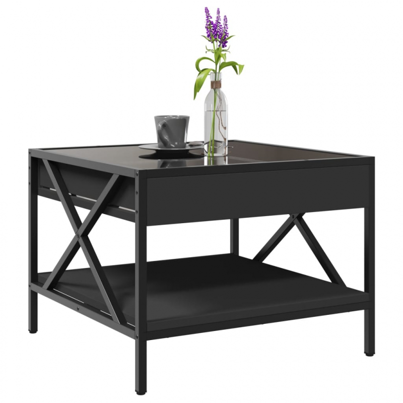 Couchtisch mit Infinity-LED Schwarz 50x50x38 cm