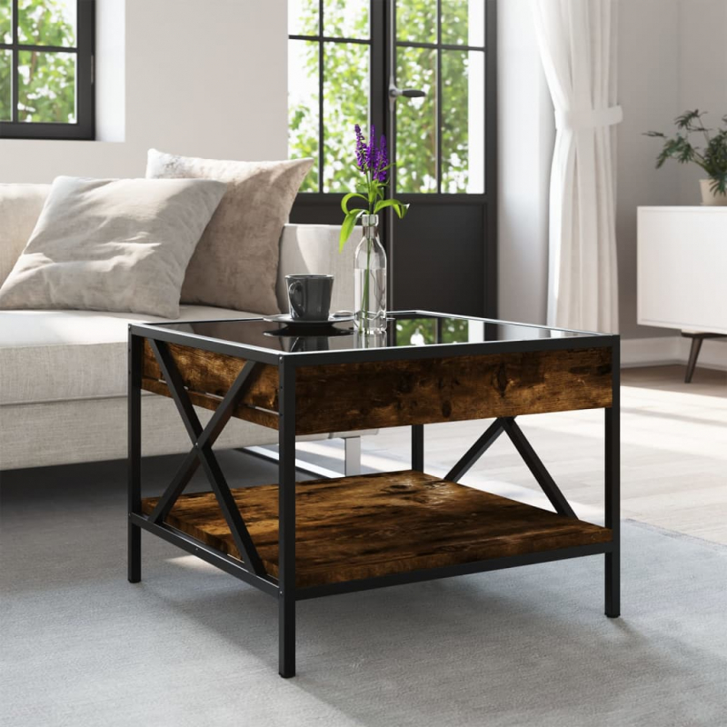 Couchtisch mit Infinity-LED Räuchereiche 50x50x38 cm