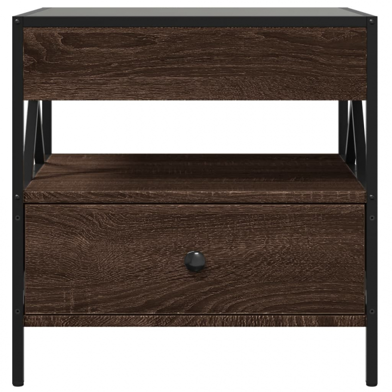 Couchtisch mit Infinity-LED Braun Eichen-Optik 50x50x51 cm
