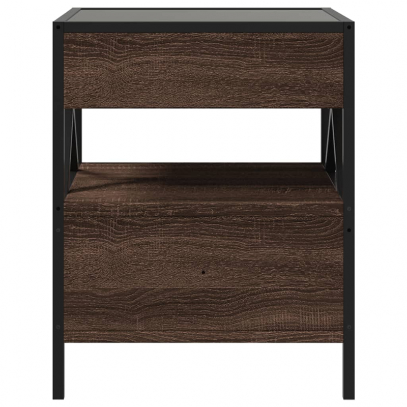 Couchtisch mit Infinity-LED Braun Eichen-Optik 40x40x51 cm