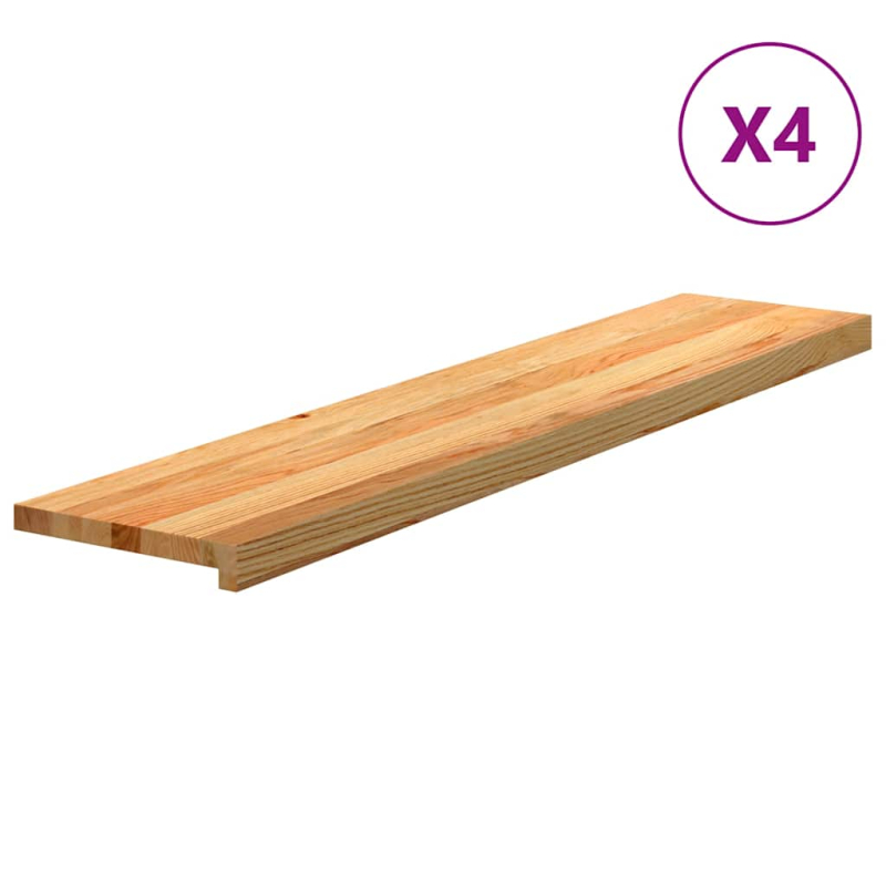 Treppenstufen 4 Stk. Hellbraun 120x30x2 cm Massivholz Eiche