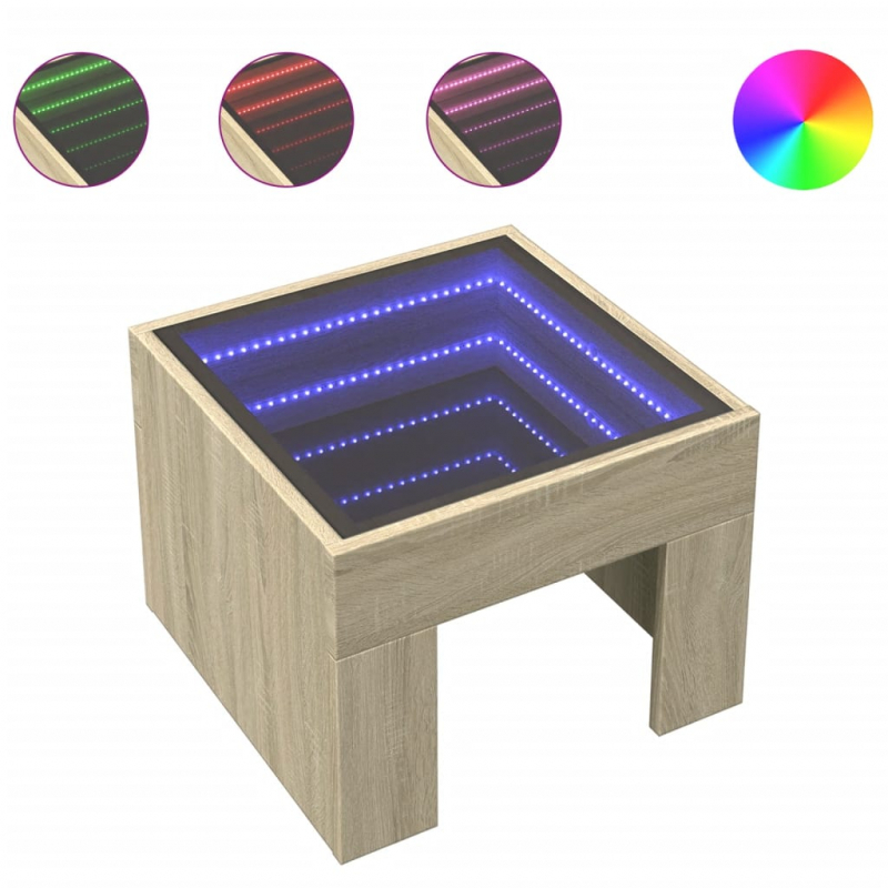 Nachttisch mit Infinity-LED Sonoma-Eiche 40x40x30 cm