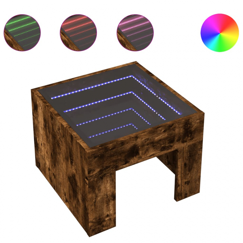 Nachttisch mit Infinity-LED Räuchereiche 40x40x30 cm