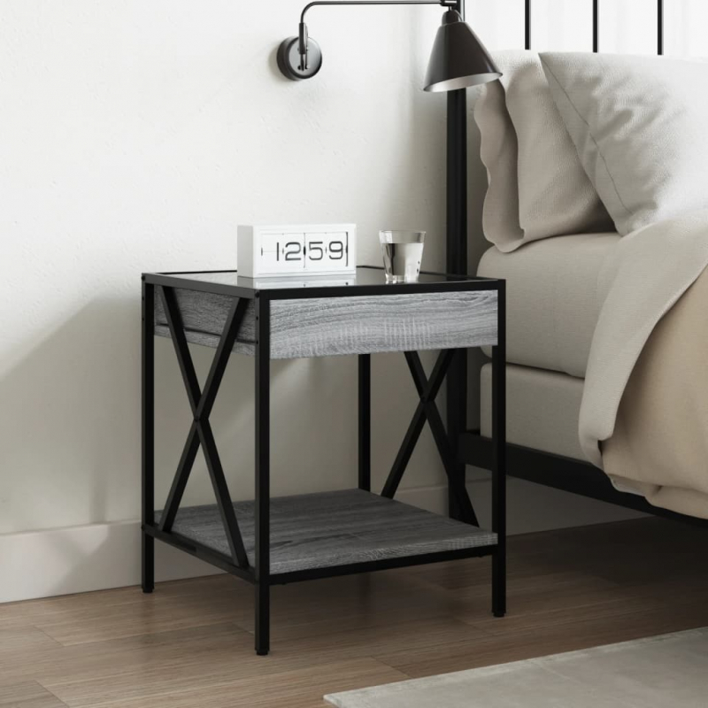 Nachttisch mit Infinity-LED Grau Sonoma 40x40x49 cm