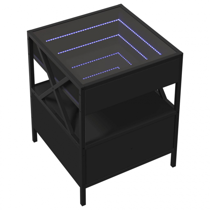 Nachttisch mit Infinity-LED Schwarz 40x40x51 cm