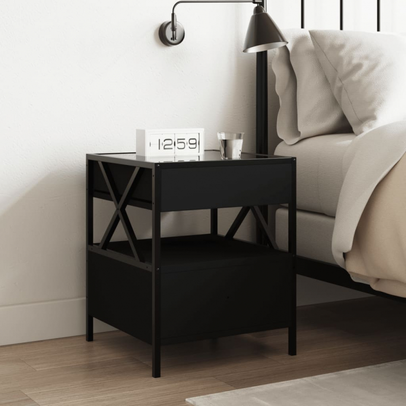 Nachttisch mit Infinity-LED Schwarz 40x40x51 cm