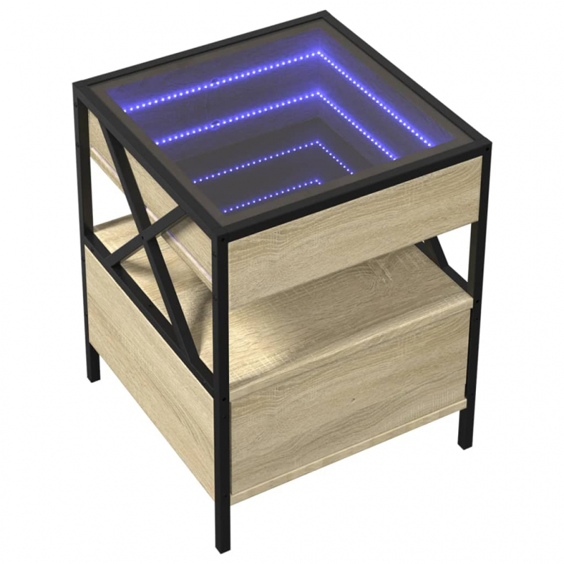 Nachttisch mit Infinity-LED Sonoma-Eiche 40x40x51 cm