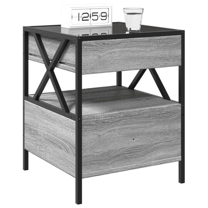 Nachttisch mit Infinity-LED Grau Sonoma 40x40x51 cm