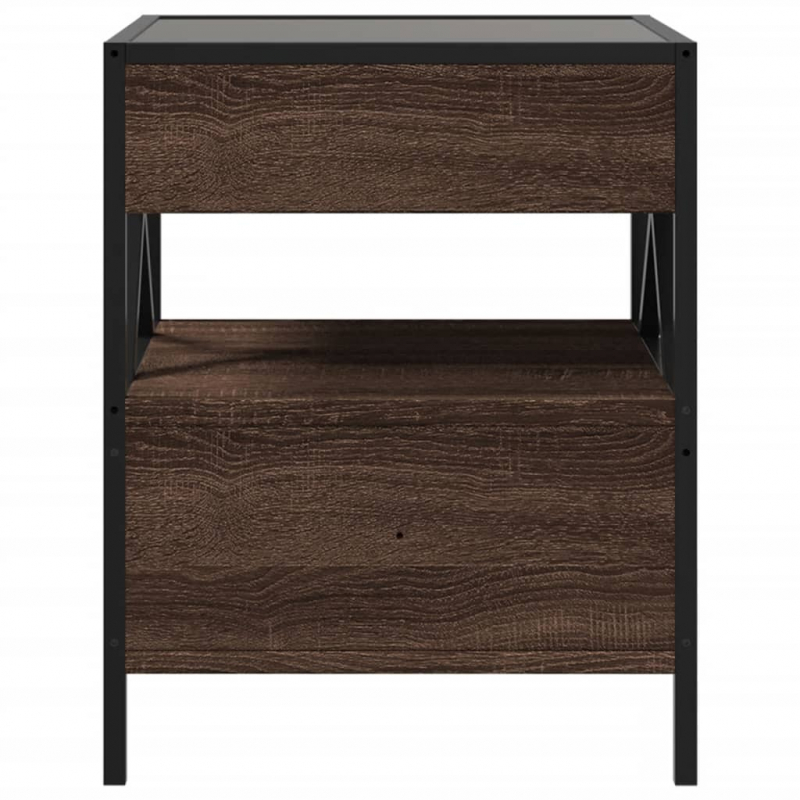 Nachttisch mit Infinity-LED Braun Eichen-Optik 40x40x51 cm