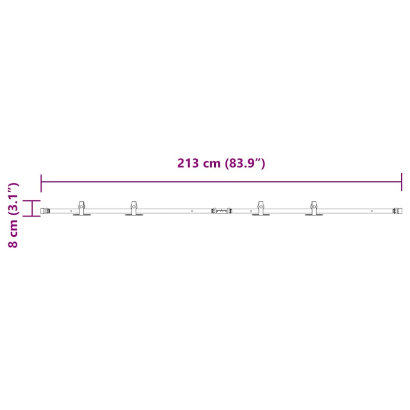 Schiebetürbeschlag Set für Schranktüren 213 cm Karbonstahl
