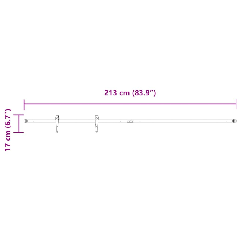 Schiebetürbeschlag Set für Schranktüren 213 cm Karbonstahl