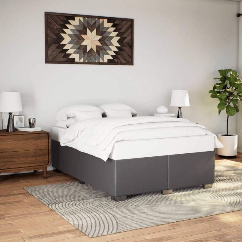 Bettgestell Grau 140x190 cm Kunstleder