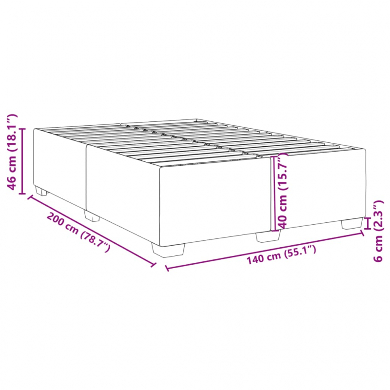 Bettgestell Grau 140x200 cm Kunstleder