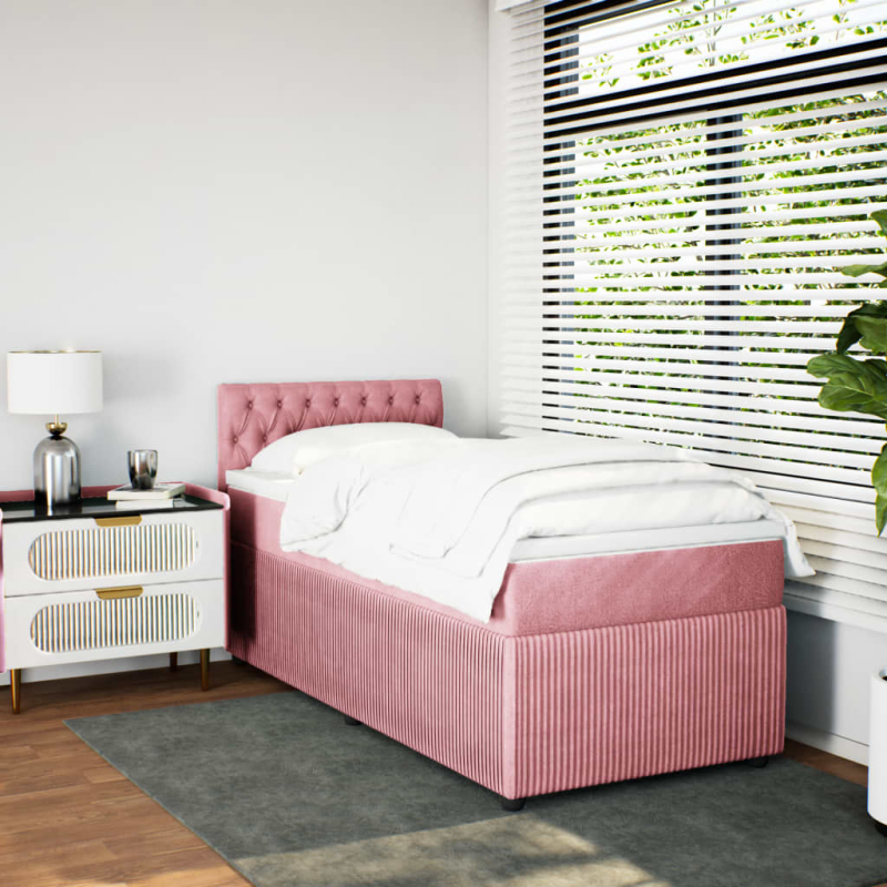 Boxspringbett mit Matratze Rosa 90x200 cm Samt