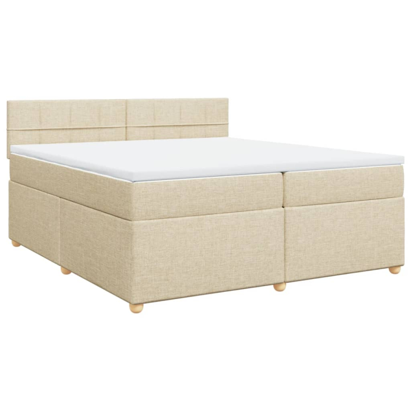 Boxspringbett mit Matratze Creme 200x200 cm Stoff