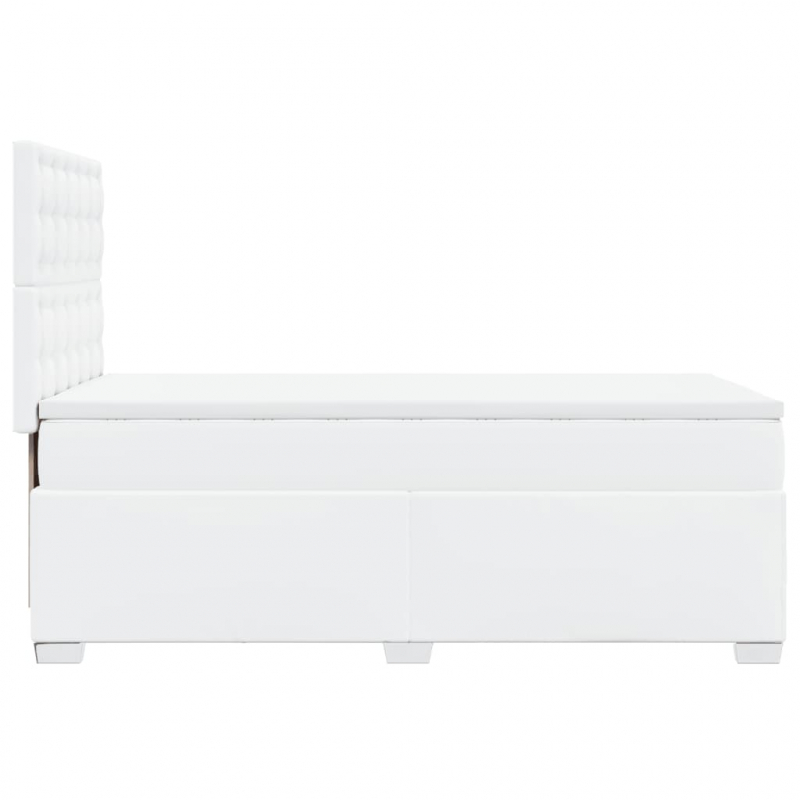 Boxspringbett mit Matratze Weiß 90x190 cm Kunstleder
