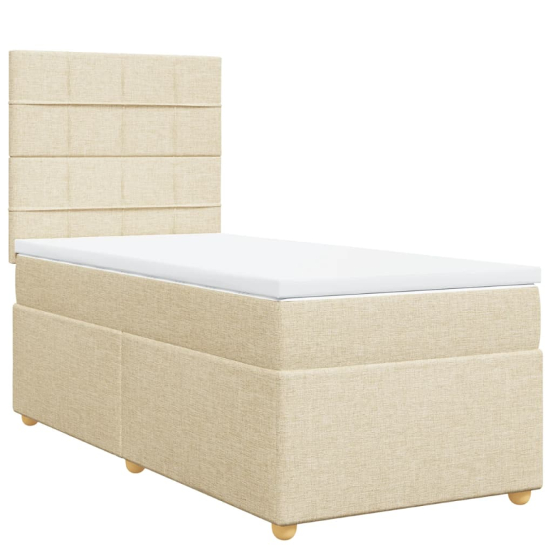 Boxspringbett mit Matratze Creme 90x200 cm Stoff