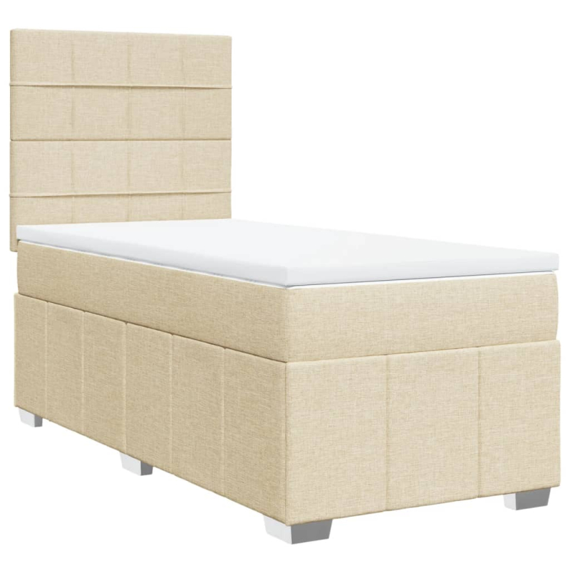 Boxspringbett mit Matratze Creme 100x200 cm Stoff