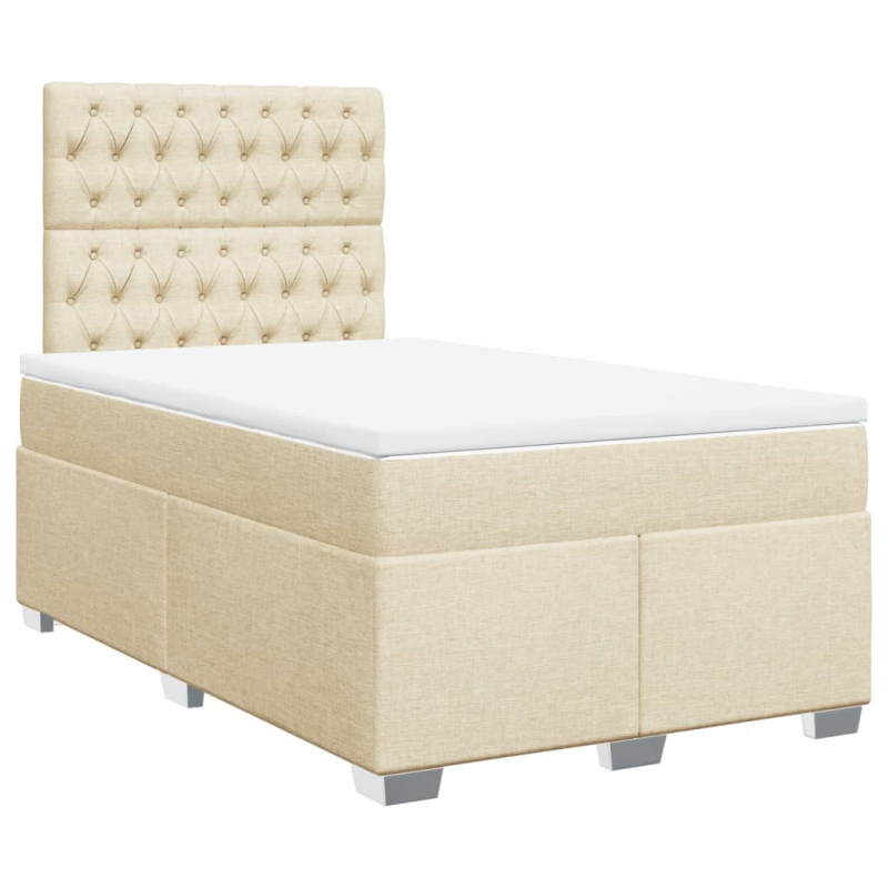 Boxspringbett mit Matratze Creme 120x190 cm Stoff