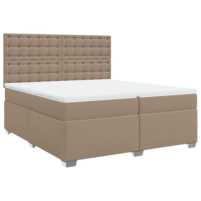 Boxspringbett Matratze Cappuccino-Braun 200x200cm Kunstleder