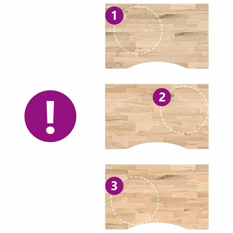 Schreibtischplatte Unbehandelt 80x60x2,5 cm Massivholz Eiche