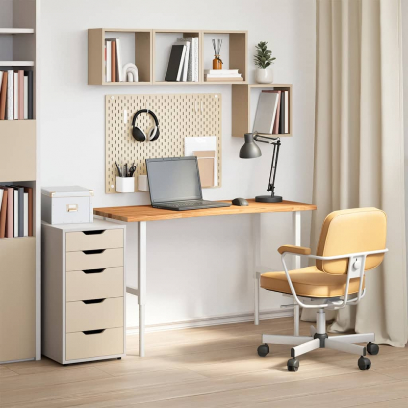 Schreibtischplatte Hellbraun 120x50x2,5 cm Massivholz Eiche