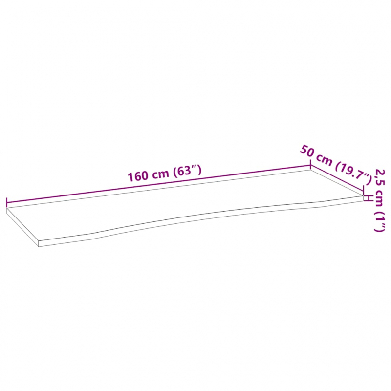 Schreibtischplatte Hellbraun 160x50x2,5 cm Massivholz Eiche