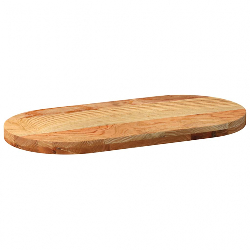 Tischplatte Hellbraun 80x40x4 cm Massivholz Eiche Oval