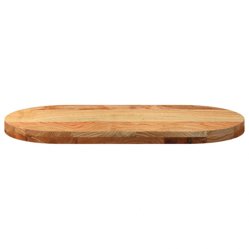 Tischplatte Hellbraun 80x40x4 cm Massivholz Eiche Oval