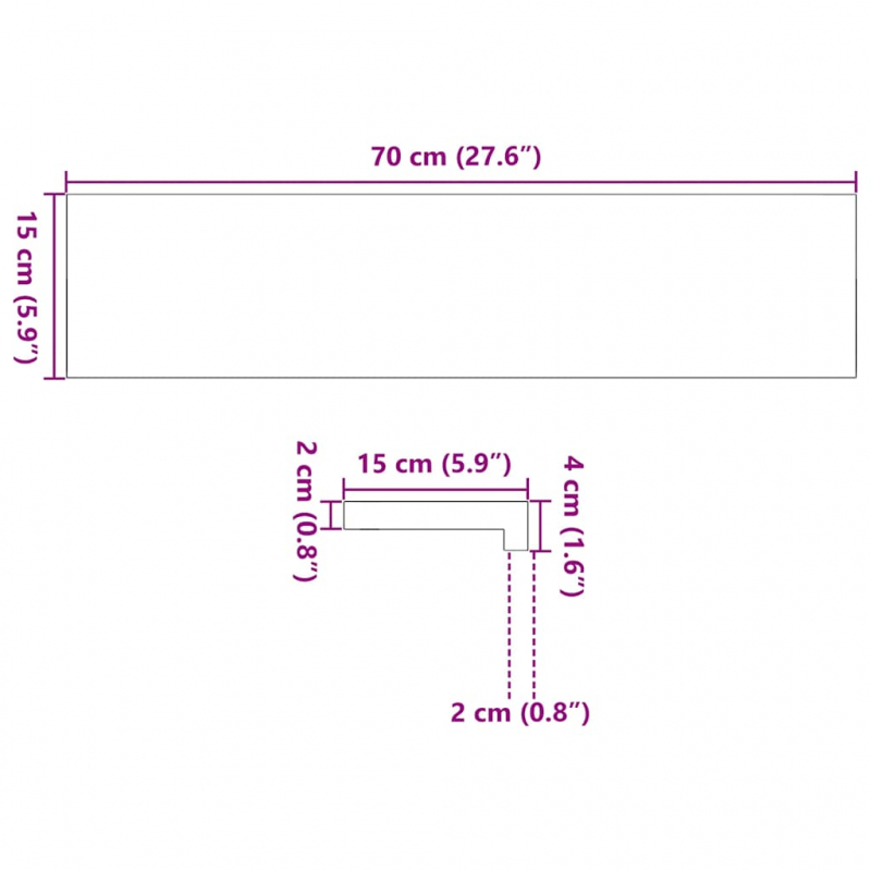 Fensterbänke 2 Stk. Unbehandelt 70x15x2 cm Massivholz Eiche