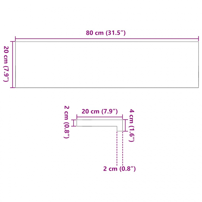 Fensterbänke 2 Stk. Unbehandelt 80x20x2 cm Massivholz Eiche