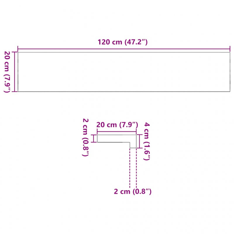 Fensterbänke 2 Stk. Unbehandelt 120x20x2 cm Massivholz Eiche