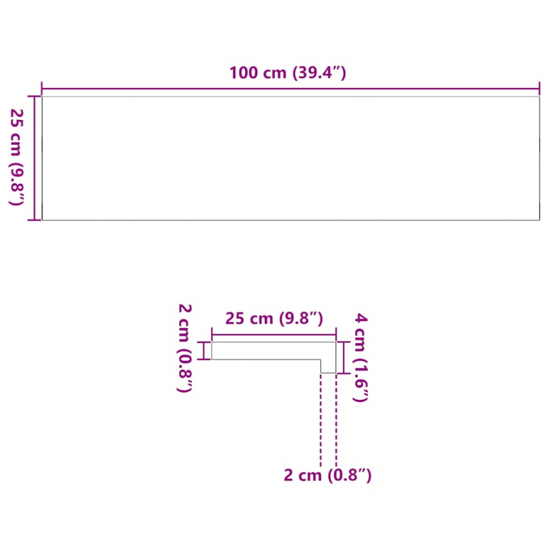 Fensterbänke 2 Stk. Unbehandelt 100x25x2 cm Massivholz Eiche