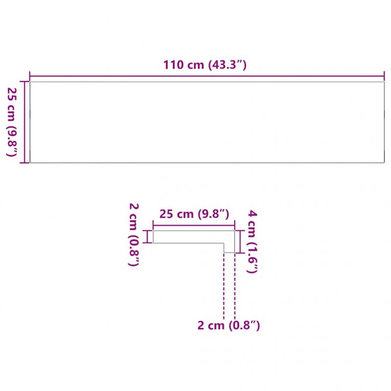 Fensterbänke 2 Stk. Unbehandelt 110x25x2 cm Massivholz Eiche