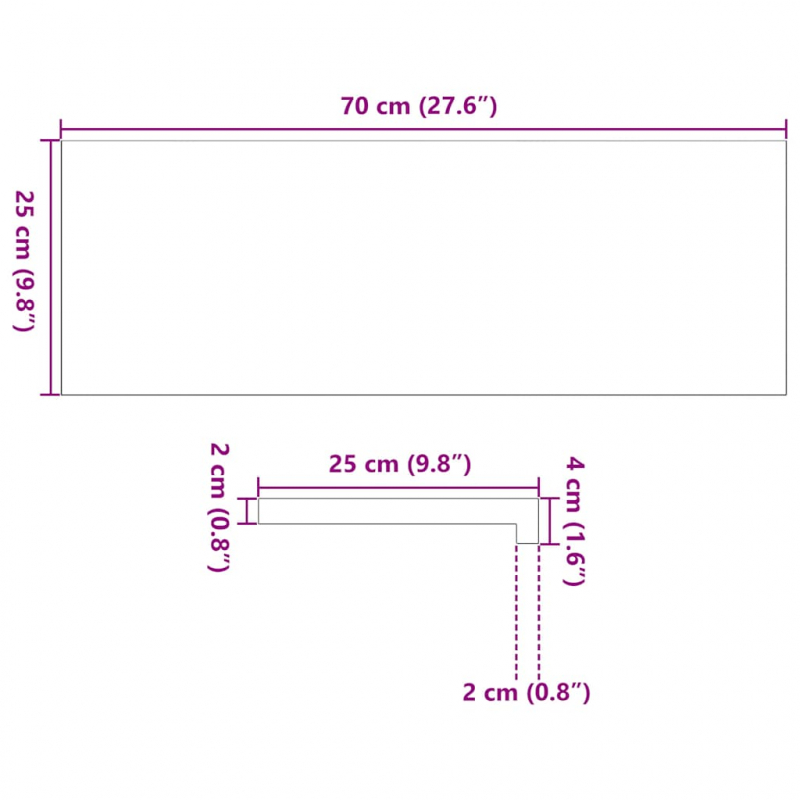 Fensterbänke 2 Stk. Hellbraun 70x25x2 cm Massivholz Eiche