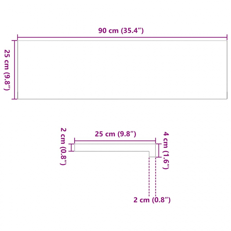 Fensterbänke 2 Stk. Hellbraun 90x25x2 cm Massivholz Eiche