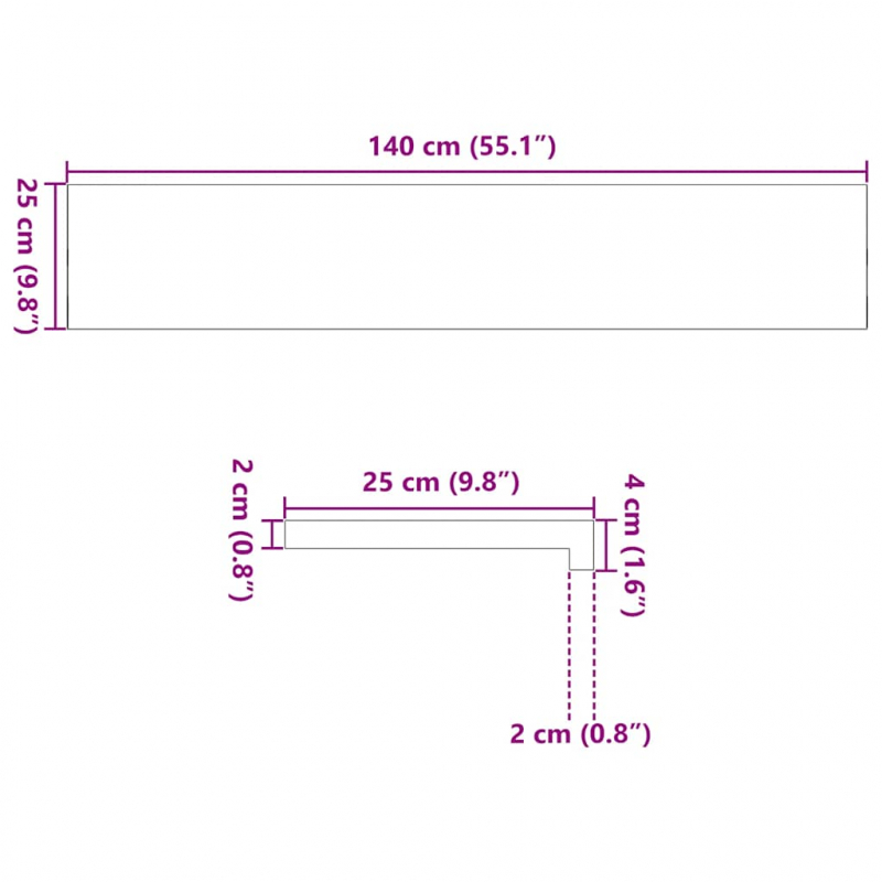 Fensterbänke 2 Stk. Hellbraun 140x25x2 cm Massivholz Eiche