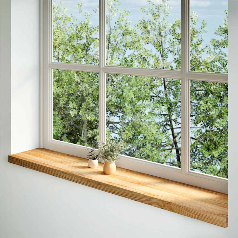 Fensterbänke 2 Stk. Hellbraun 140x30x2 cm Massivholz Eiche