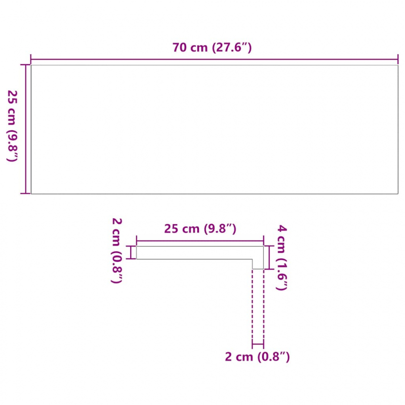 Fensterbänke 2 Stk. Dunkelbraun 70x25x2 cm Massivholz Eiche