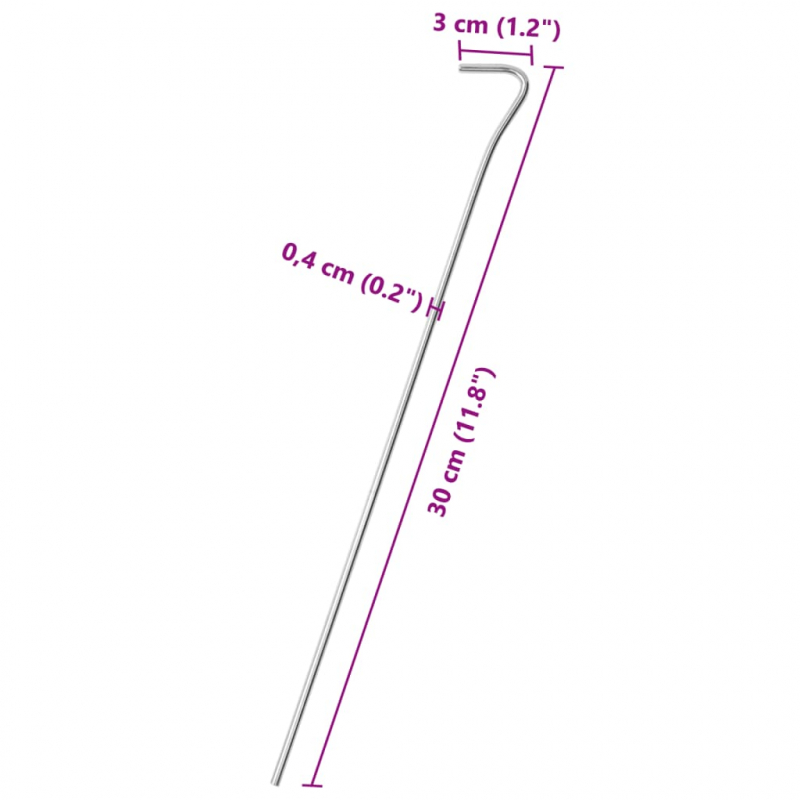 Zeltheringe 25 Stk. 30 cm Ø4 mm Verzinkter Stahl