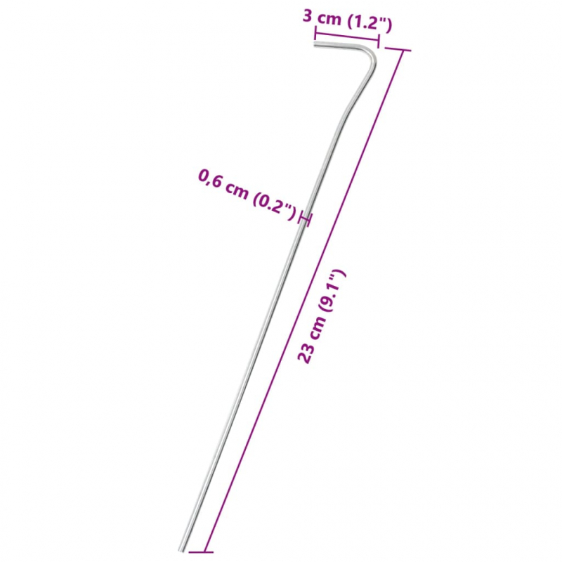 Zeltheringe 50 Stk. 23 cm Ø3 mm Verzinkter Stahl