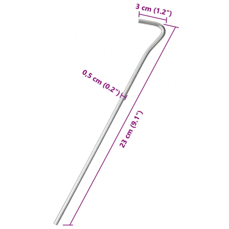 Zeltheringe 50 Stk. 23 cm Ø5 mm Verzinkter Stahl