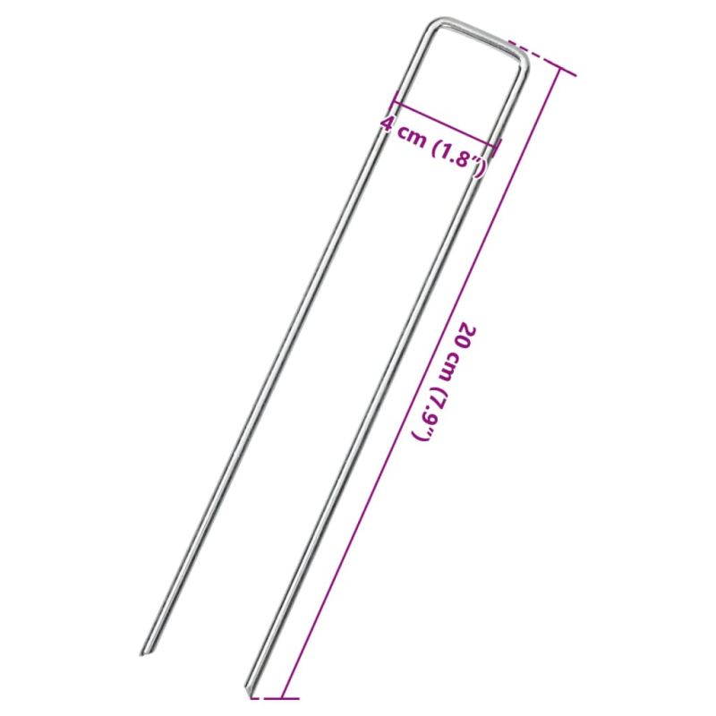 Bodenanker 50 Stk. U-Form 20x4 cm Verzinkter Stahl