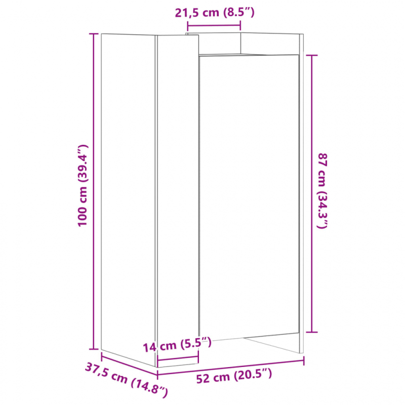 Schuhschrank Betongrau 52x37,5x100 cm Holzwerkstoff